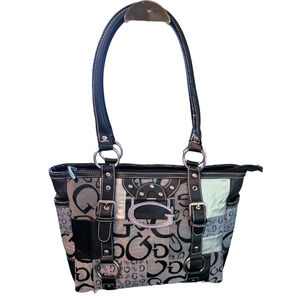 G by Guess Patchwork black gray logo purse handbag